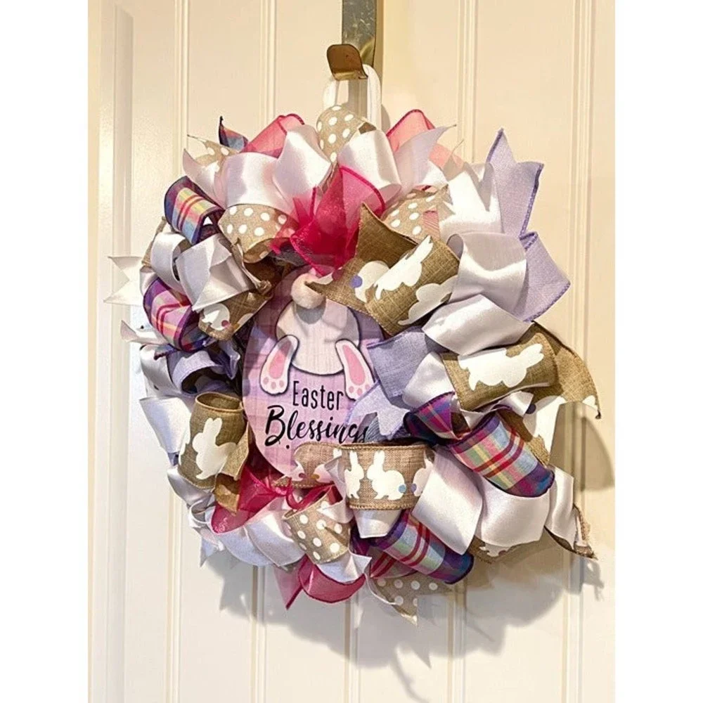 13” Easter Ribbon Wreath 